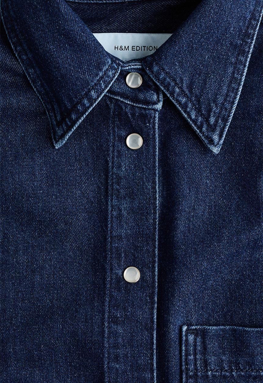 H&M - Shoulder-pad denim shirt - denim blue