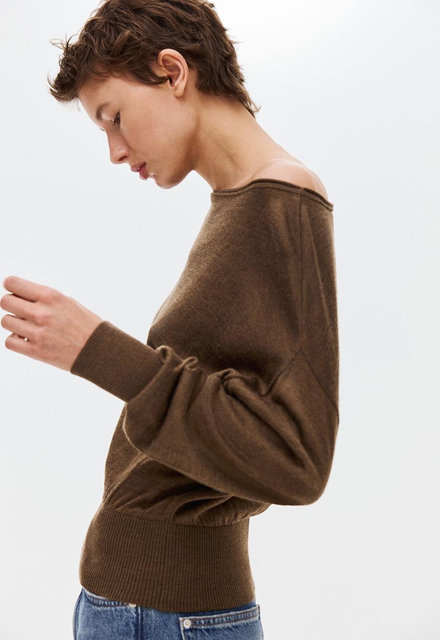H&M - Fine-knit one-shoulder top - brown