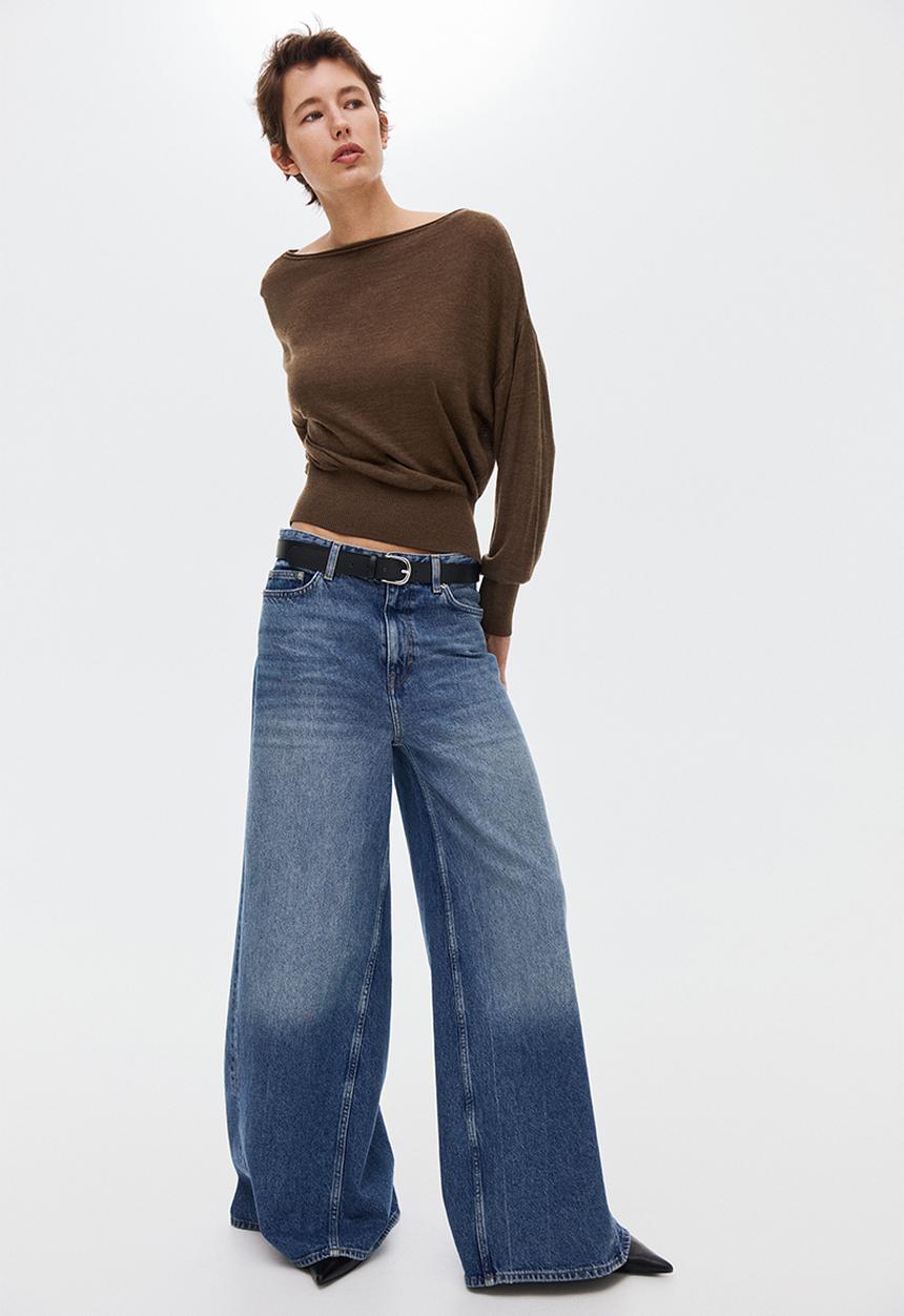 H&M - Fine-knit one-shoulder top - brown