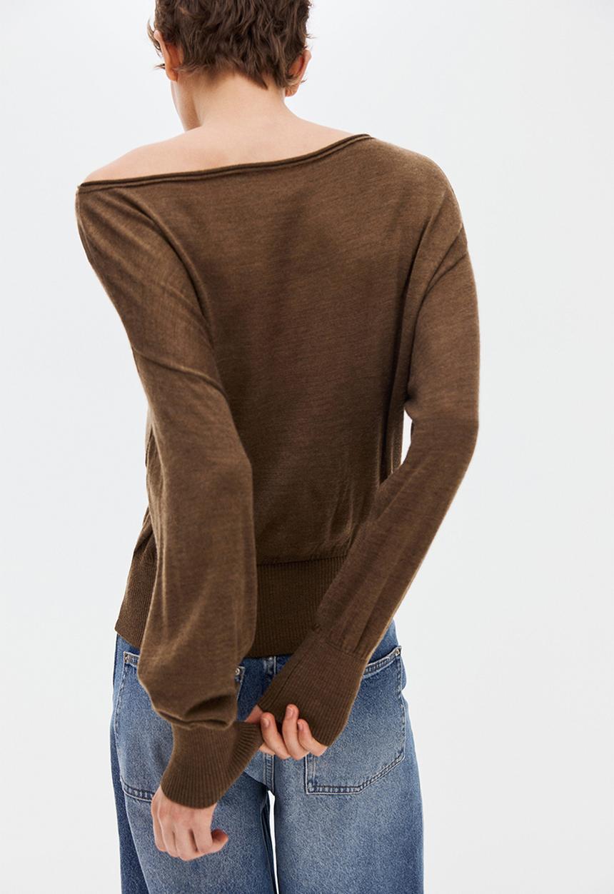 H&M - Fine-knit one-shoulder top - brown