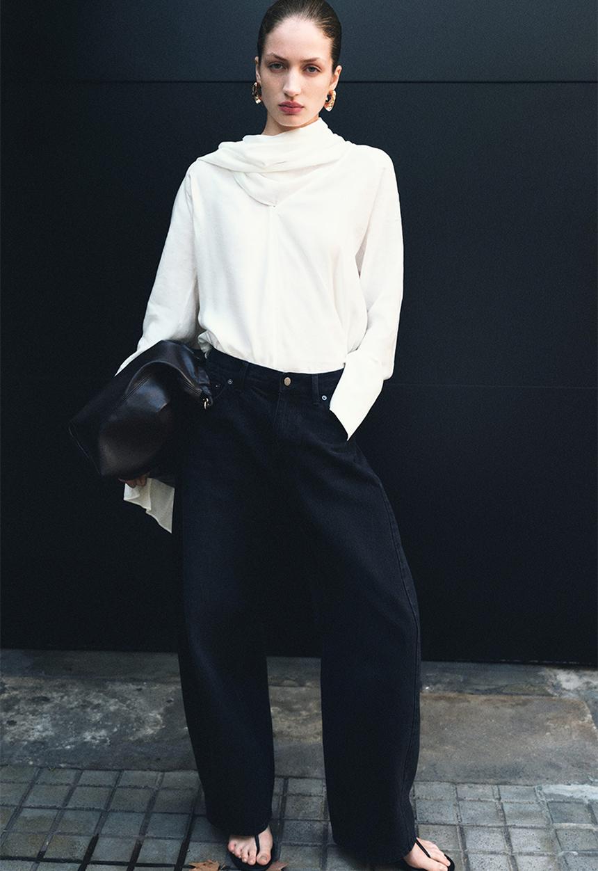 H&M - Scarf-collar blouse - white