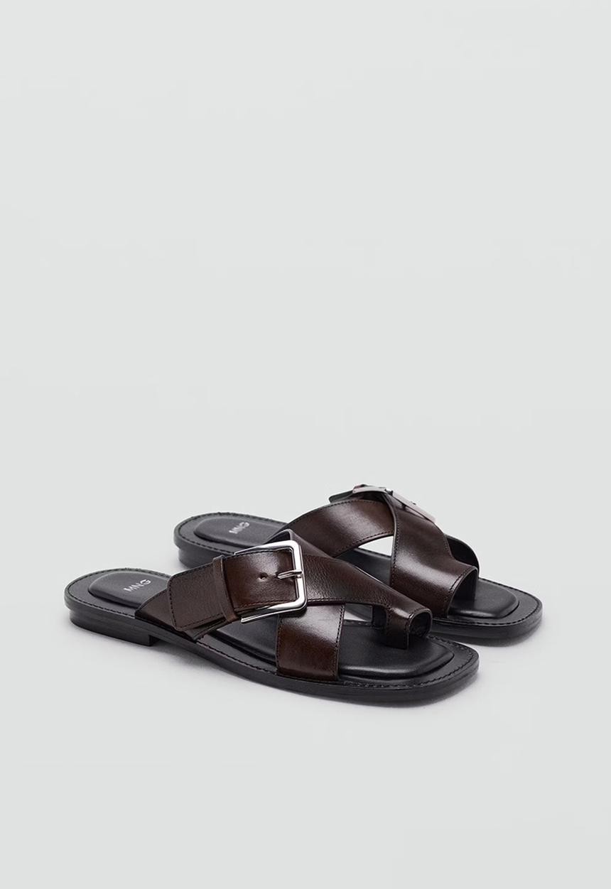 MANGO - Praga toe post slide - dark red