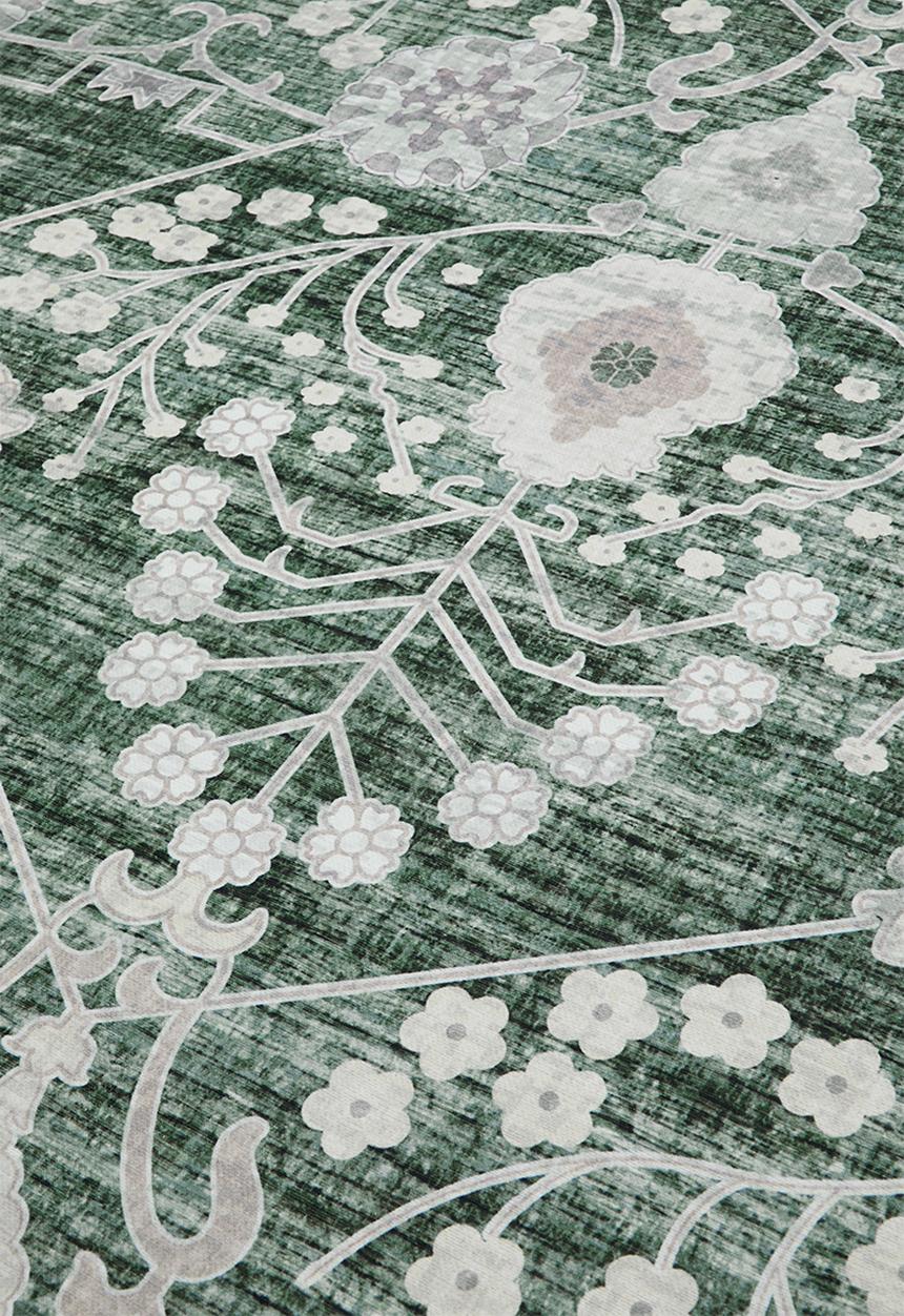 Sixth Floor - Noa Floral Round Rug  Olive