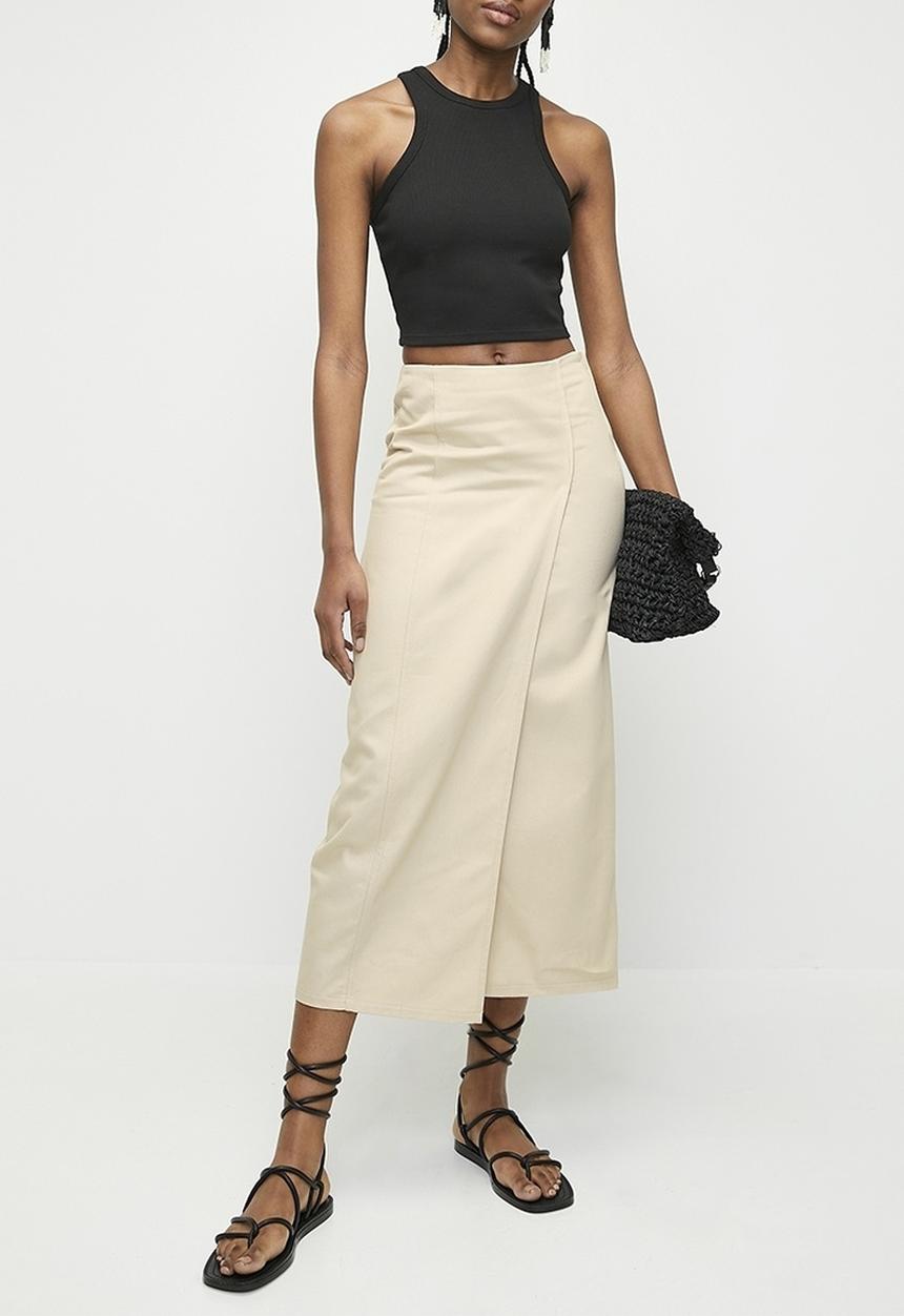 Superbalist - Twill wrap skirt - stone