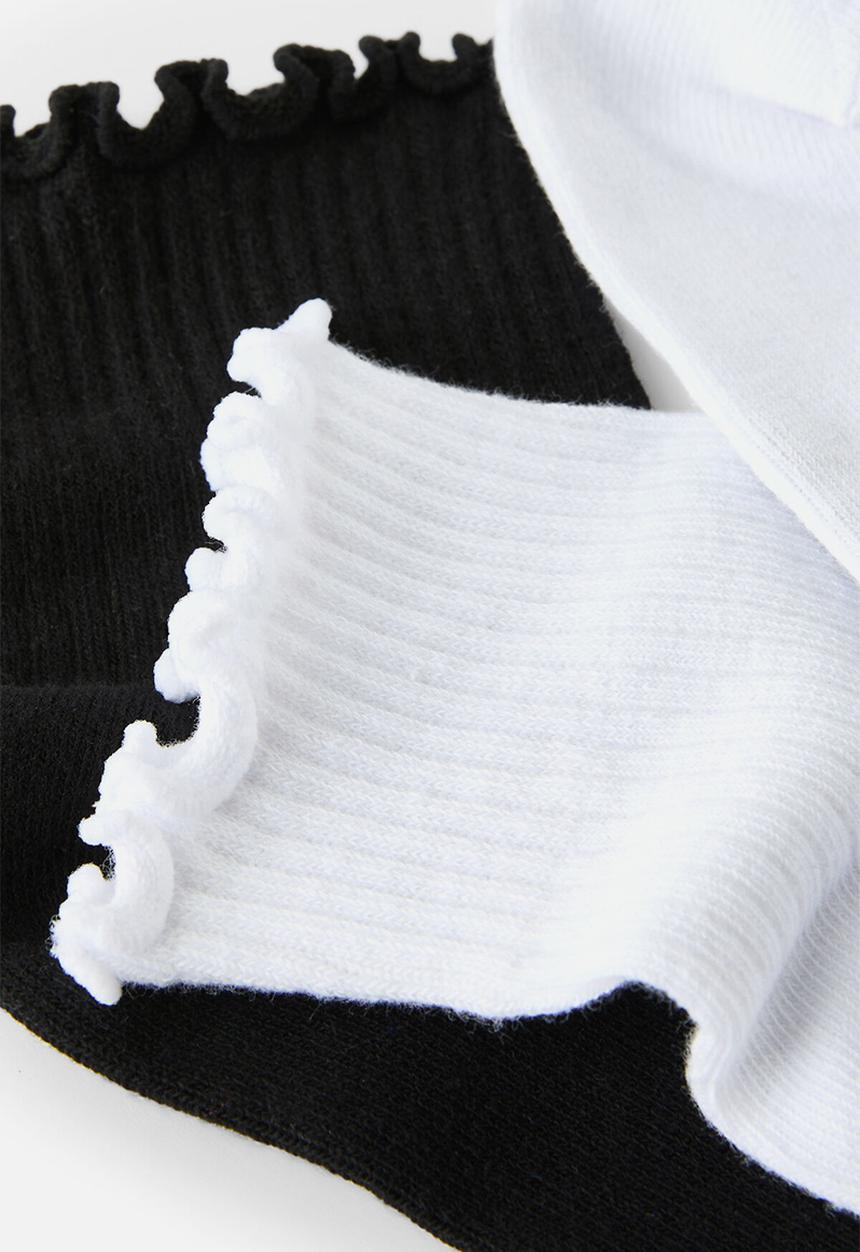 Cotton On - The perfect pair frill rib ankle 2 pack - white/black
