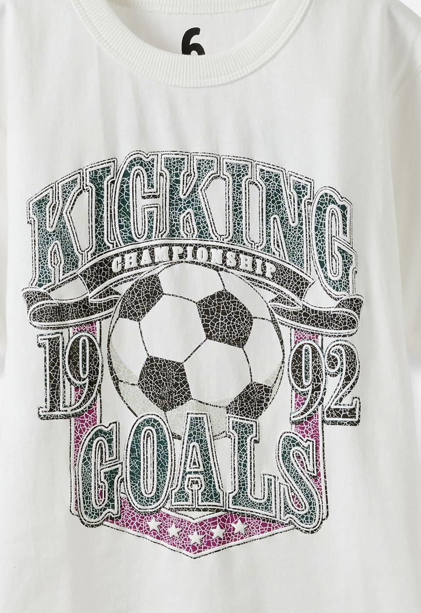 Cotton On - Essentials Graphic Short Sleeve Tee -  Dark Vanilla/Kicking Goals