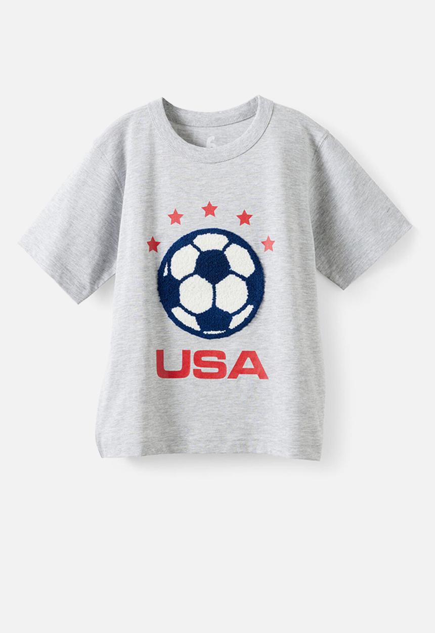 Cotton On - Jonny Short Sleeve Graphic Print Tee - Grey Marle/Usa