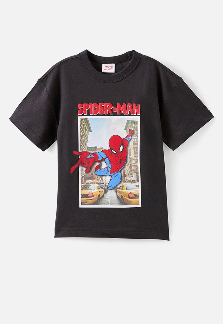 Cotton On - Licensed Drop Shoulder Short Sleeve Tee -  Lcn Mar Phantom/Spiderman City