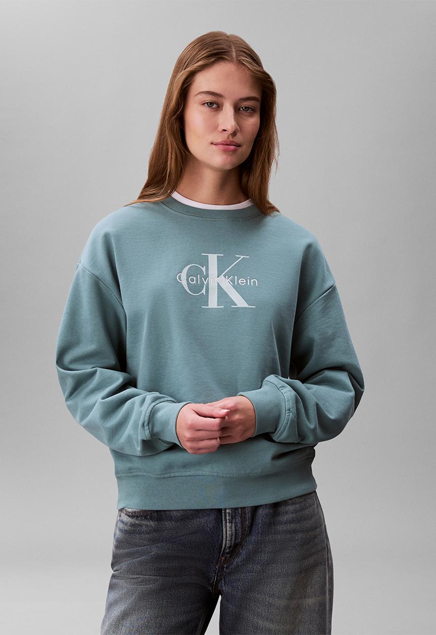Calvin Klein - Long sleeve monologo french terry rlxd crew - arctic