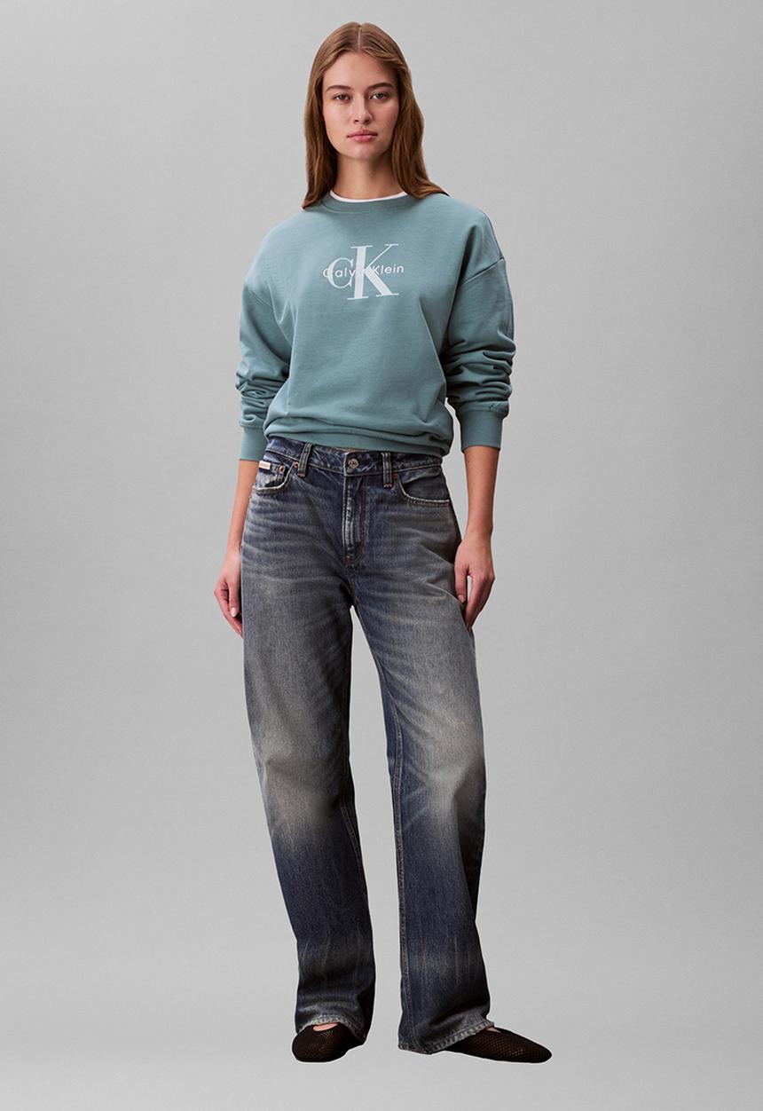Calvin Klein - Long sleeve monologo french terry rlxd crew - arctic