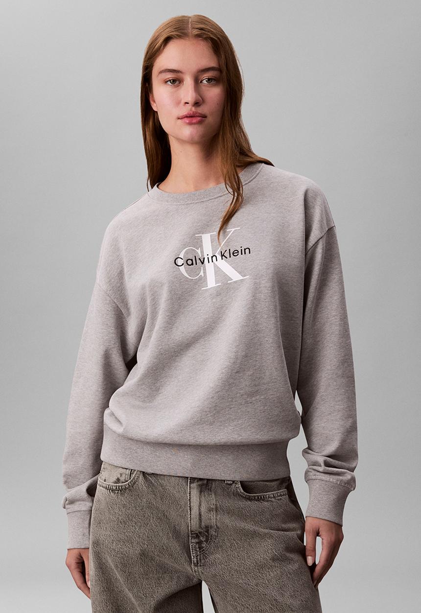 Calvin Klein - Long sleeve monologo french terry rlxd crew - heroic grey heather