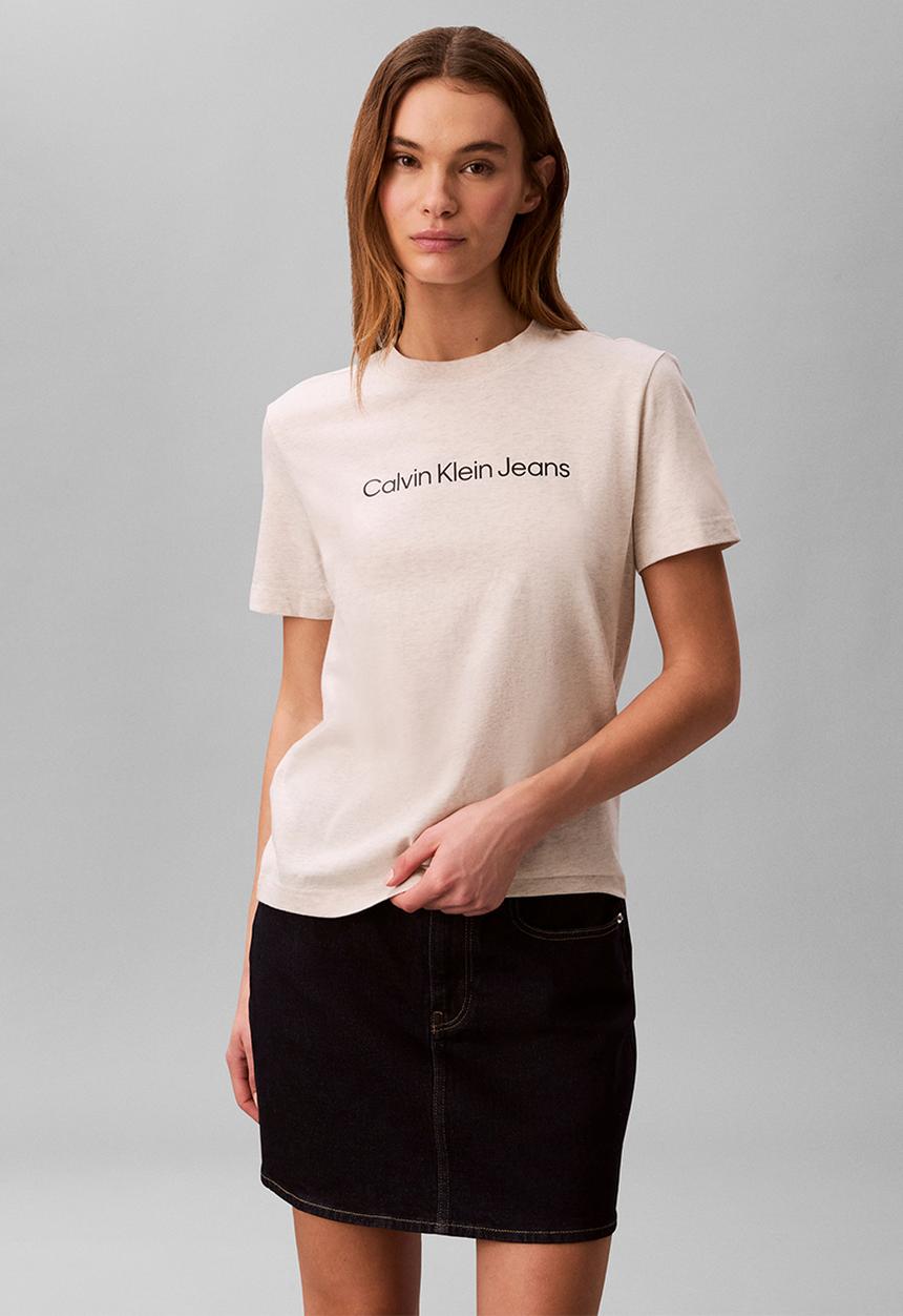 Calvin Klein - A- inst. logo classic tee short sleeve - vanilla heather