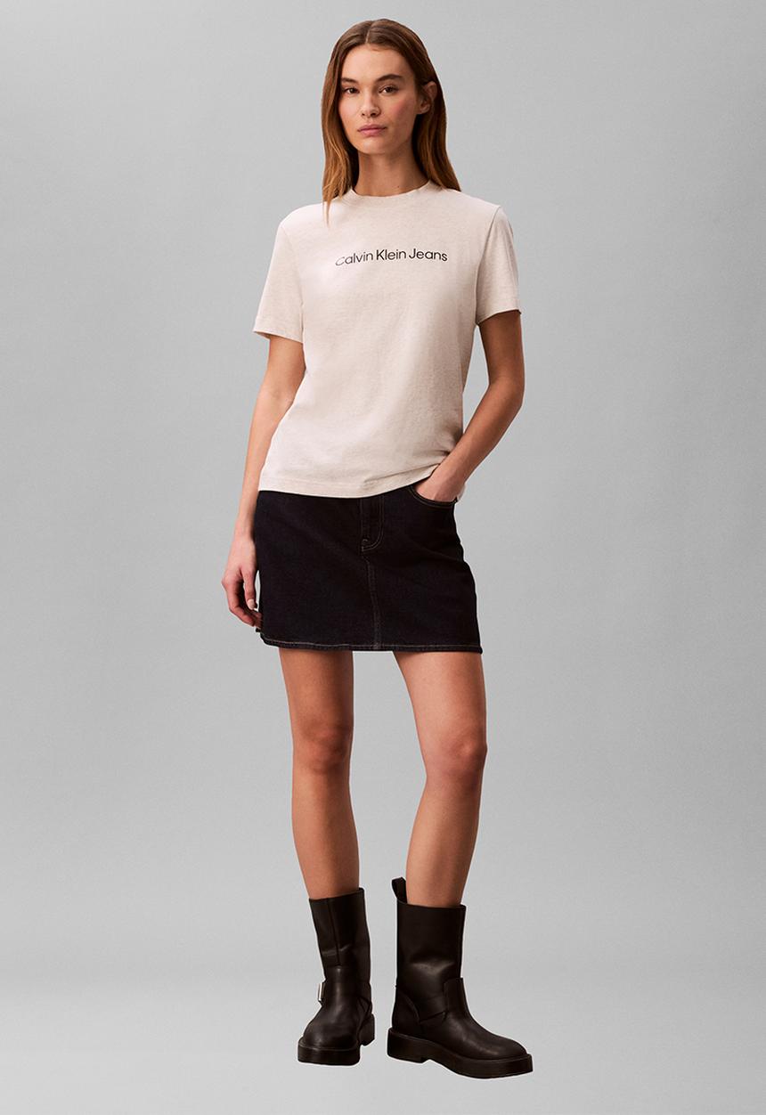Calvin Klein - A- inst. logo classic tee short sleeve - vanilla heather