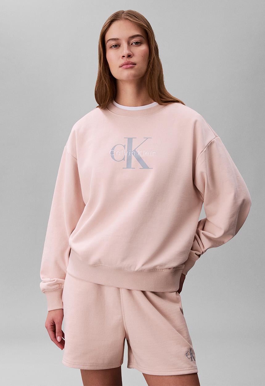 Calvin Klein - Long sleeve monologo french terry rlxd crew - buff beige
