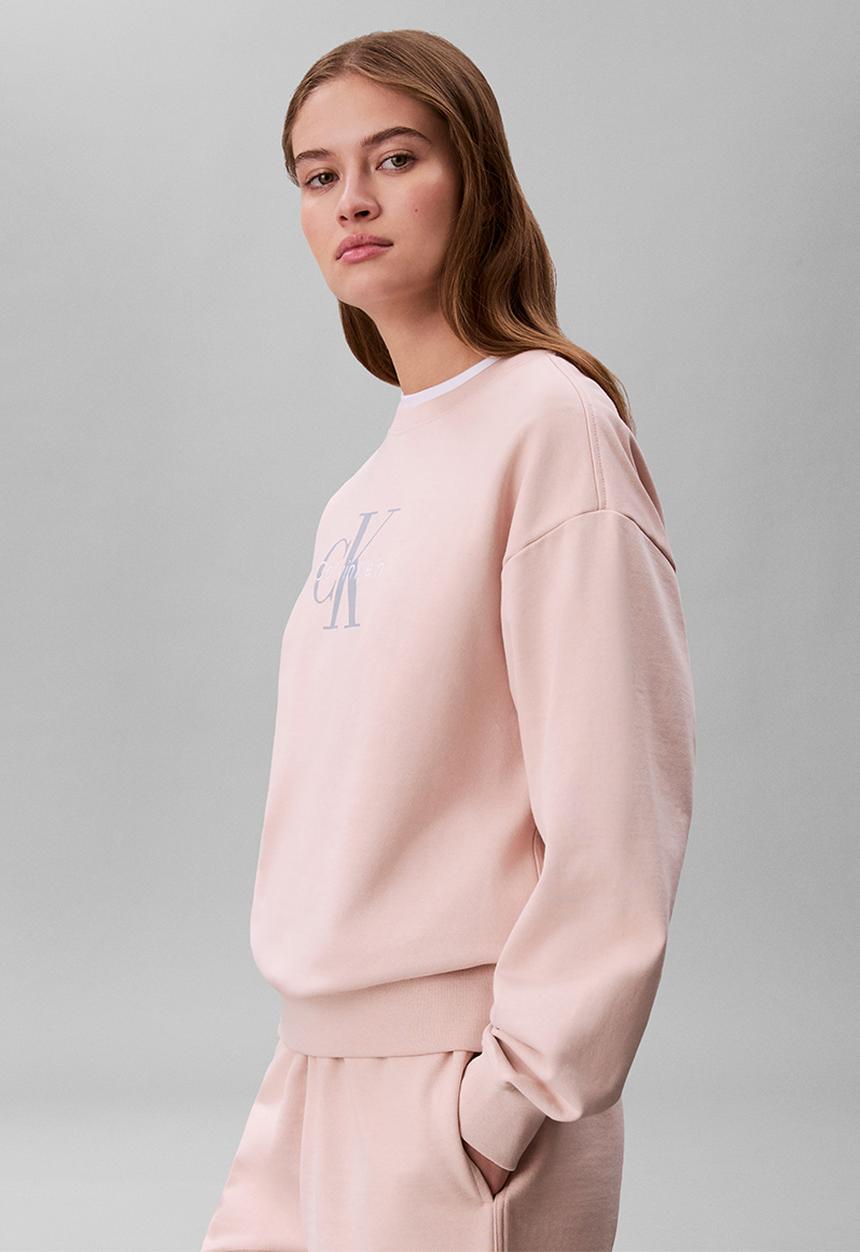 Calvin Klein - Long sleeve monologo french terry rlxd crew - buff beige
