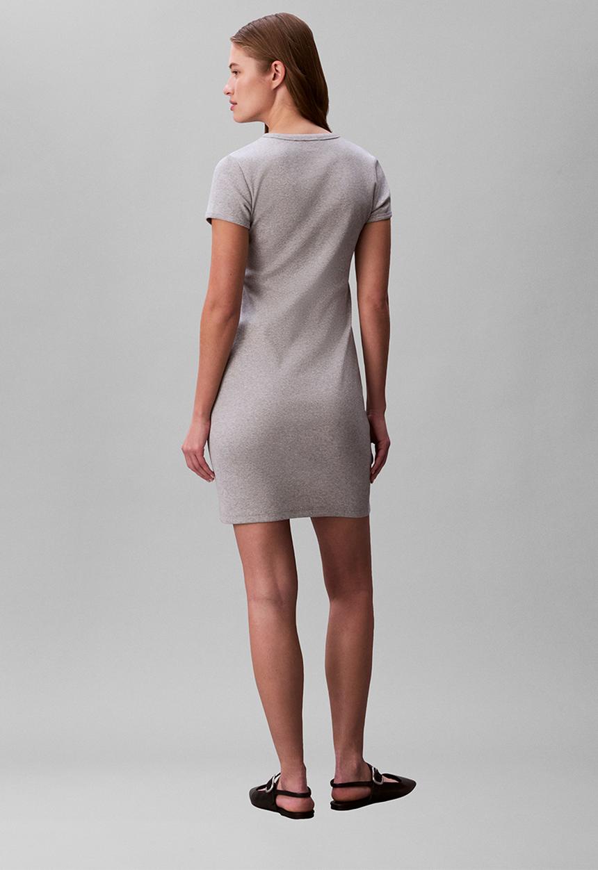 Calvin Klein - Short sleeve monologo baby rib mini dress - heroic grey heather
