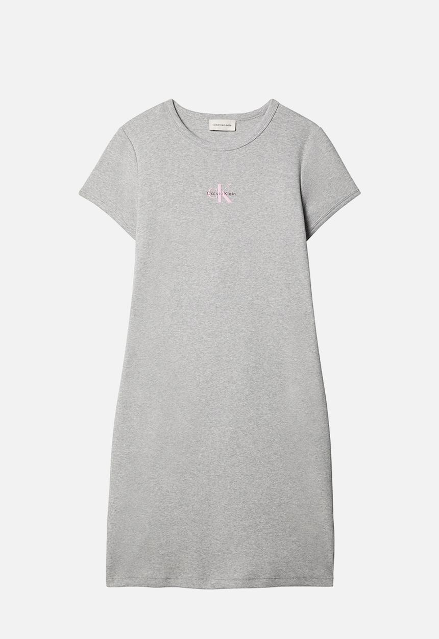 Calvin Klein - Short sleeve monologo baby rib mini dress - heroic grey heather