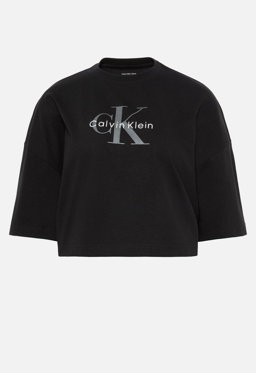 Calvin Klein - Short sleeve boxy crop monologo tee - black