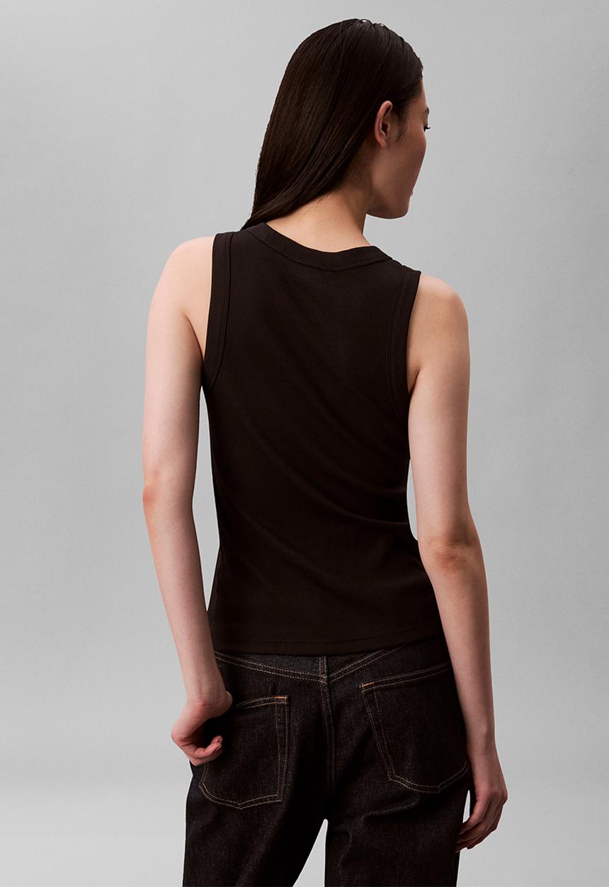 Calvin Klein - Sleeveless monogram rib tank - black