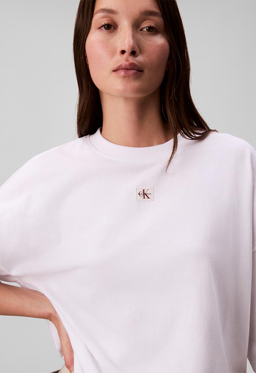 Calvin Klein - Short sleeve woven label oversized tee - bright white