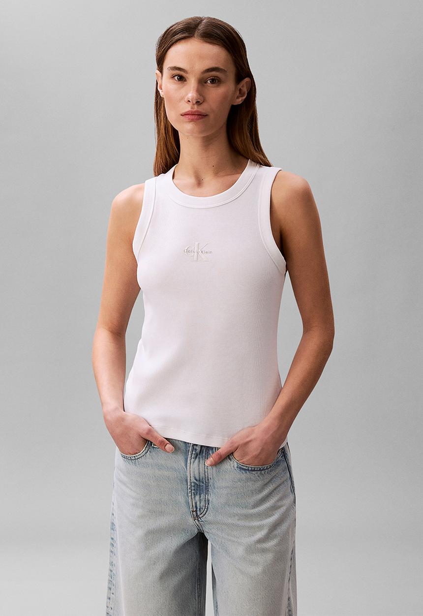 Calvin Klein - Sl monogram rib tank - bright white