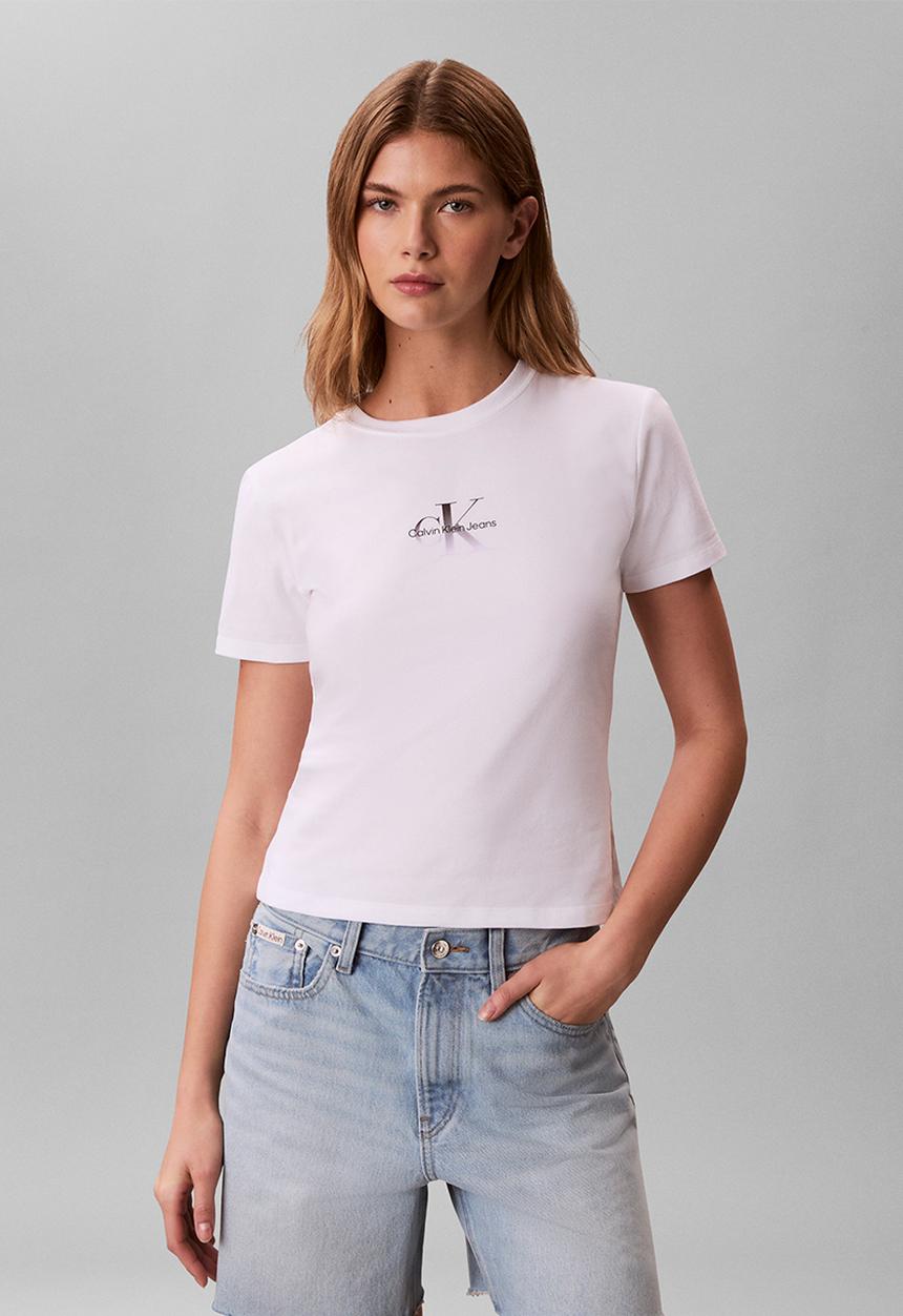 Calvin Klein - Gradient monologo slim tee - bright white