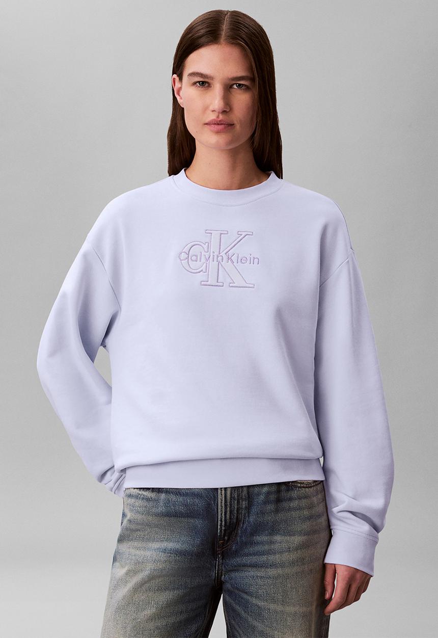 Calvin Klein - Long sleeve embossed monologo terry crewneck - island lilac