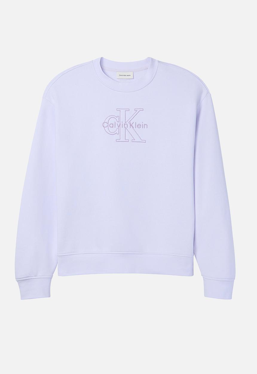Calvin Klein - Long sleeve embossed monologo terry crewneck - island lilac