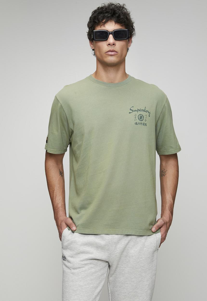 Superdry. - Tokyo Narrative Loose Tee-Lily Pad Green