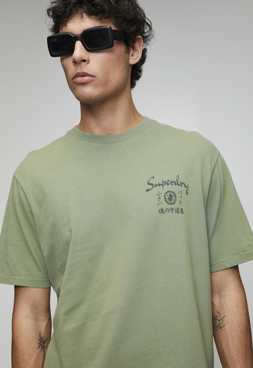 Superdry. - Tokyo Narrative Loose Tee-Lily Pad Green