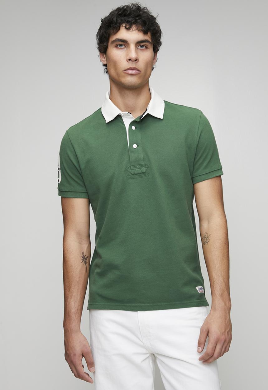 Superdry. - Vintage Pique Rugby Polo-Hunter Green