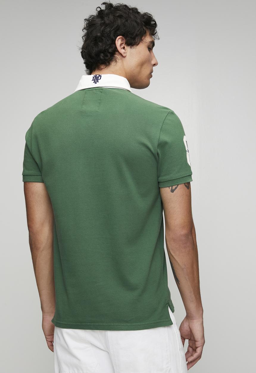 Superdry. - Vintage Pique Rugby Polo-Hunter Green