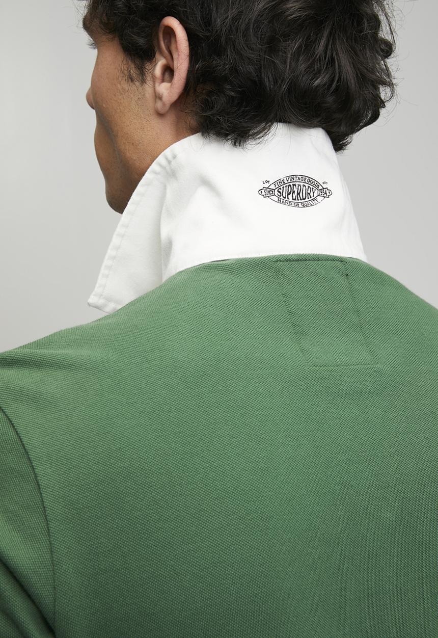 Superdry. - Vintage Pique Rugby Polo-Hunter Green
