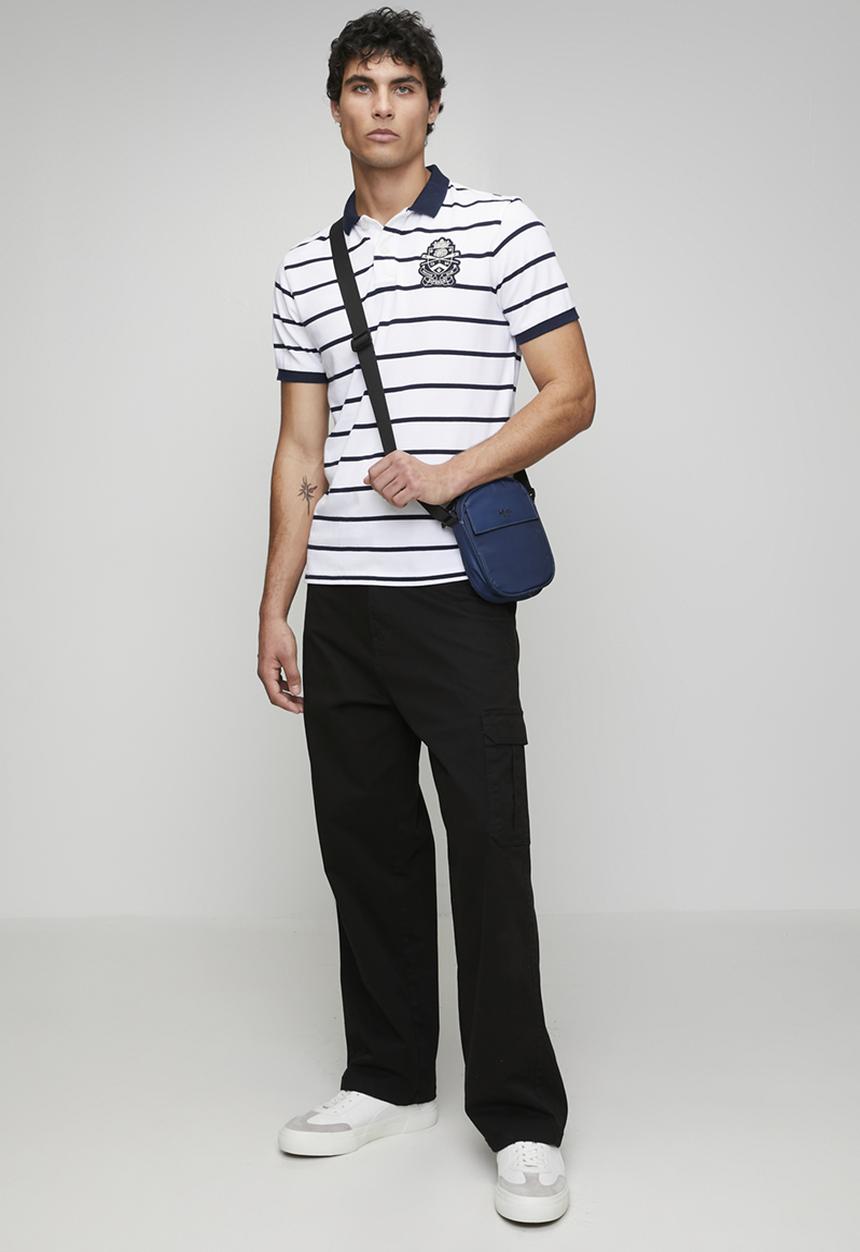 Superdry. - Crest Stripe Polo-Optic/Navy Stripe