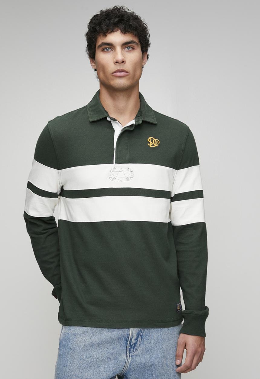 Superdry. - Vintage Athletic Stripe Rugby-Eagle Green Chest Band