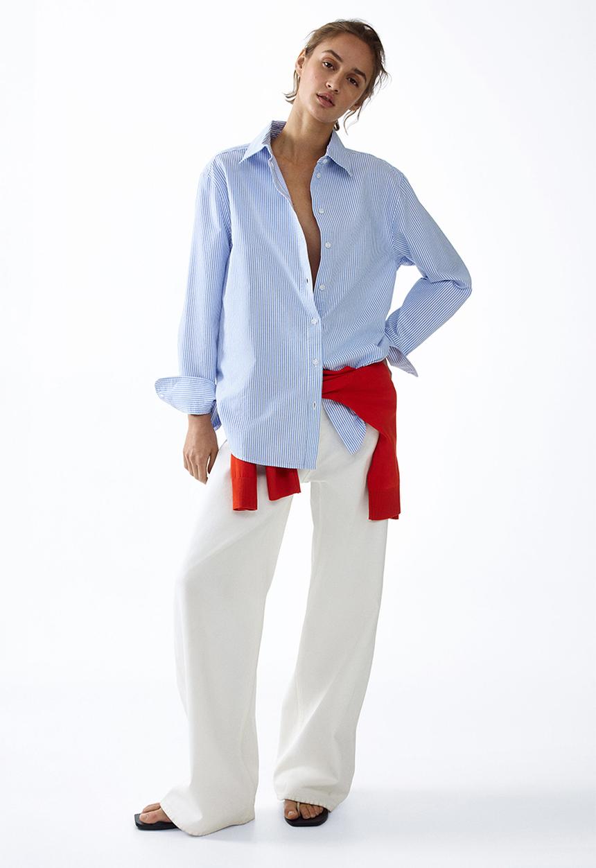 H&M - Oxford shirt - blue/striped