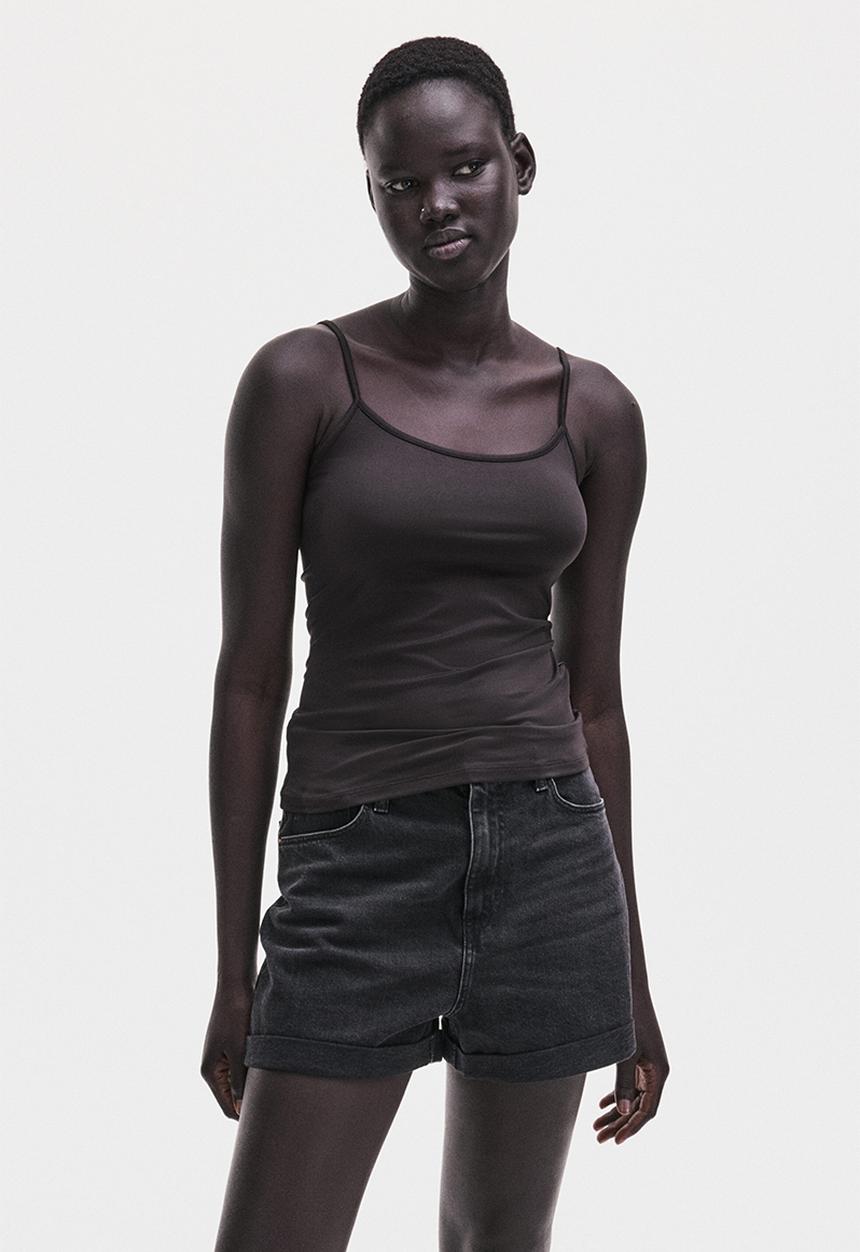 H&M - Microfibre strappy top - dark brown