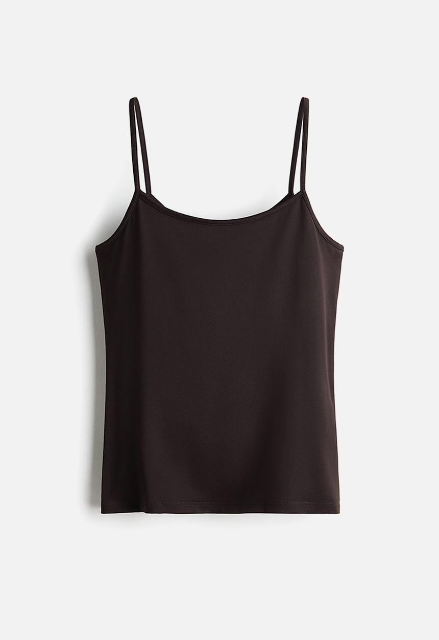 H&M - Microfibre strappy top - dark brown