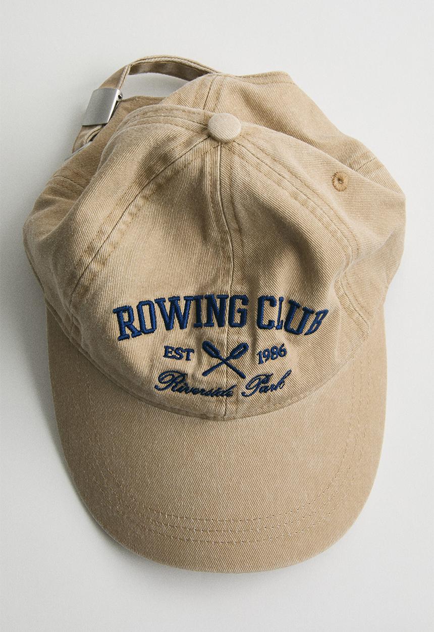 H&M - Embroidered-motif twill cap - beige/rowing club