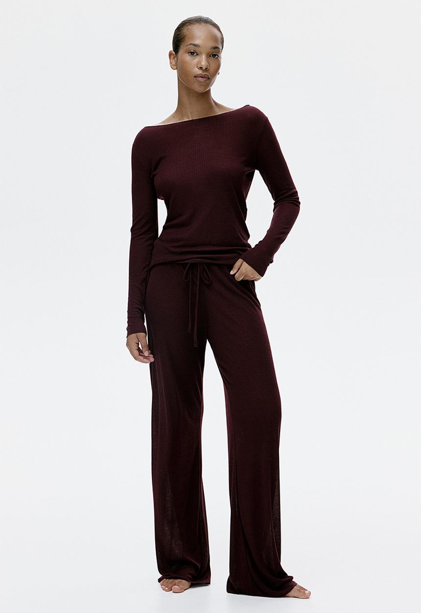 H&M - Ribbed pyjamas - burgundy
