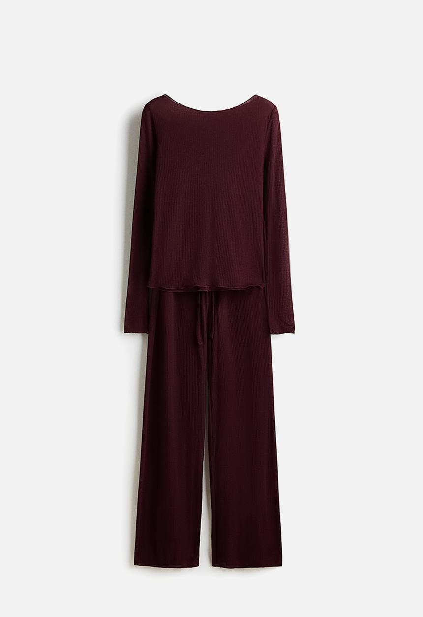 H&M - Ribbed pyjamas - burgundy