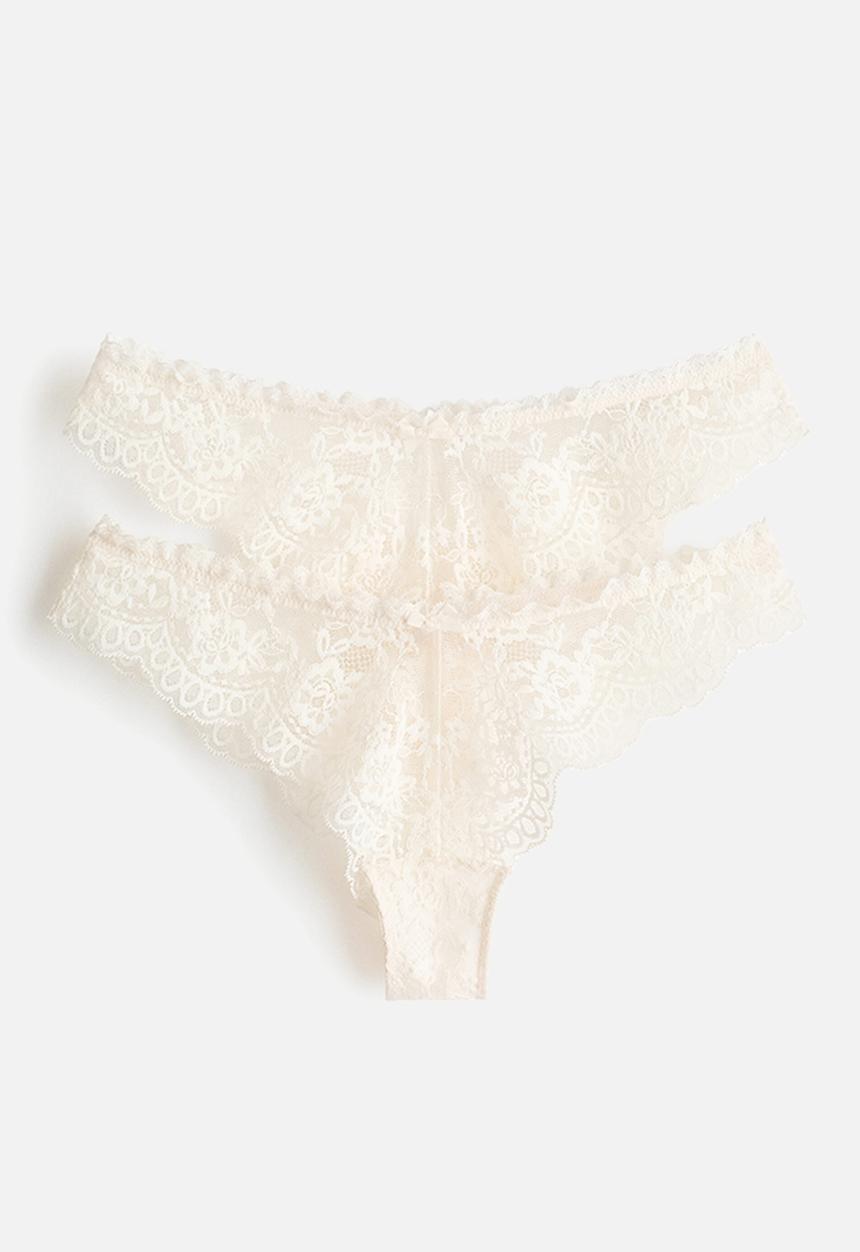 H&M - 2-Pack lace brazilian briefs - cream