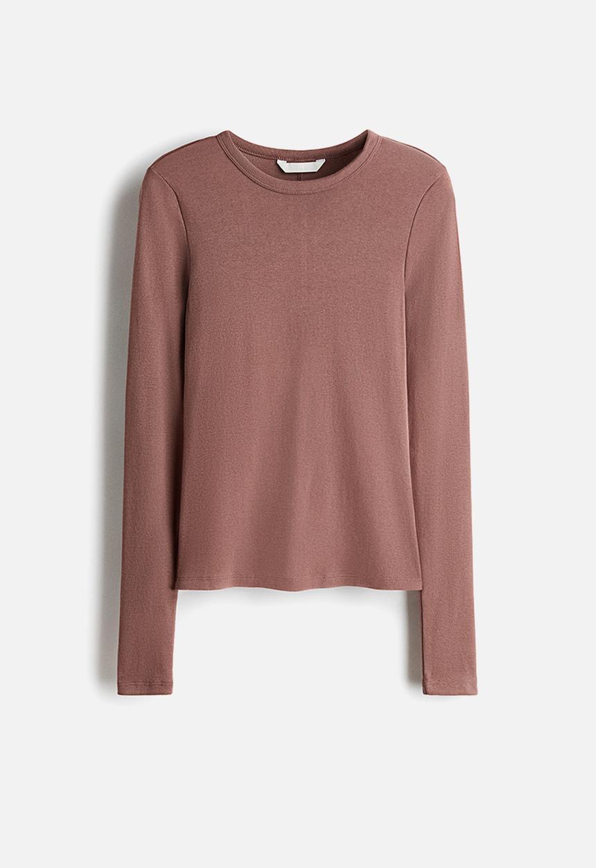 H&M - Long-sleeved jersey top - dark mole