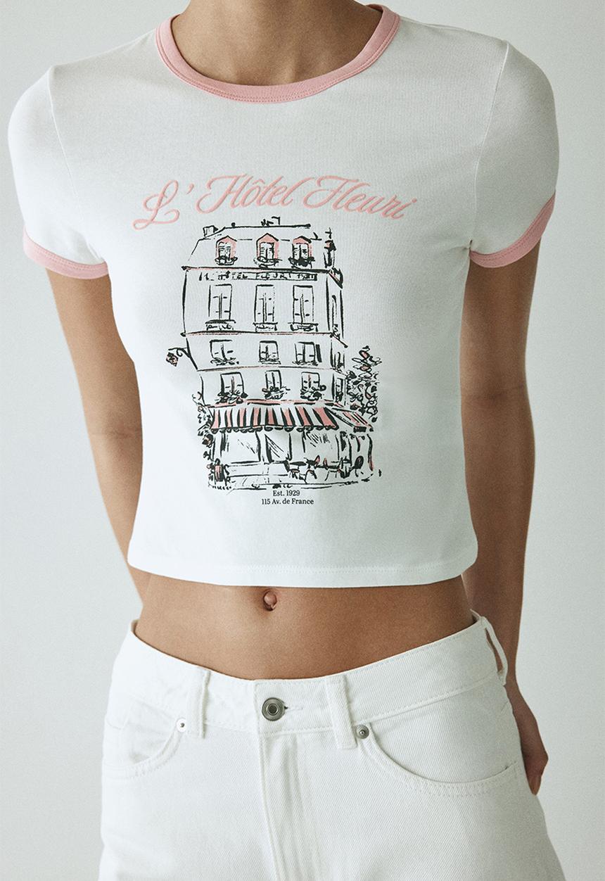 H&M - Fitted cotton t-shirt - white/hotel