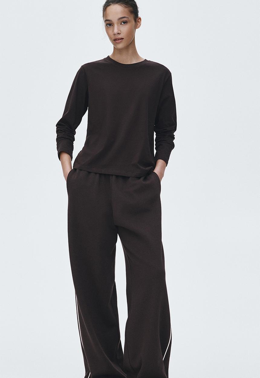 H&M - Long-sleeved cotton top - dark brown