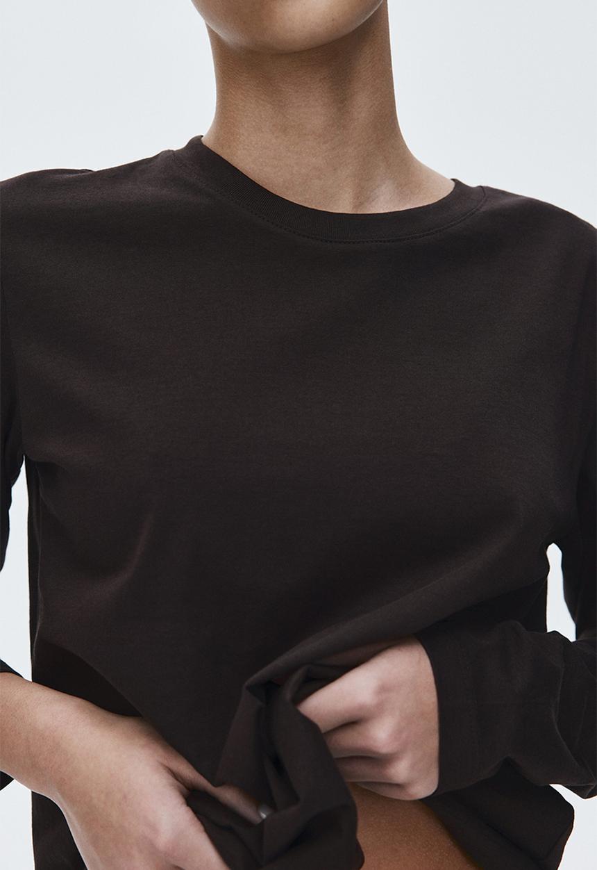 H&M - Long-sleeved cotton top - dark brown