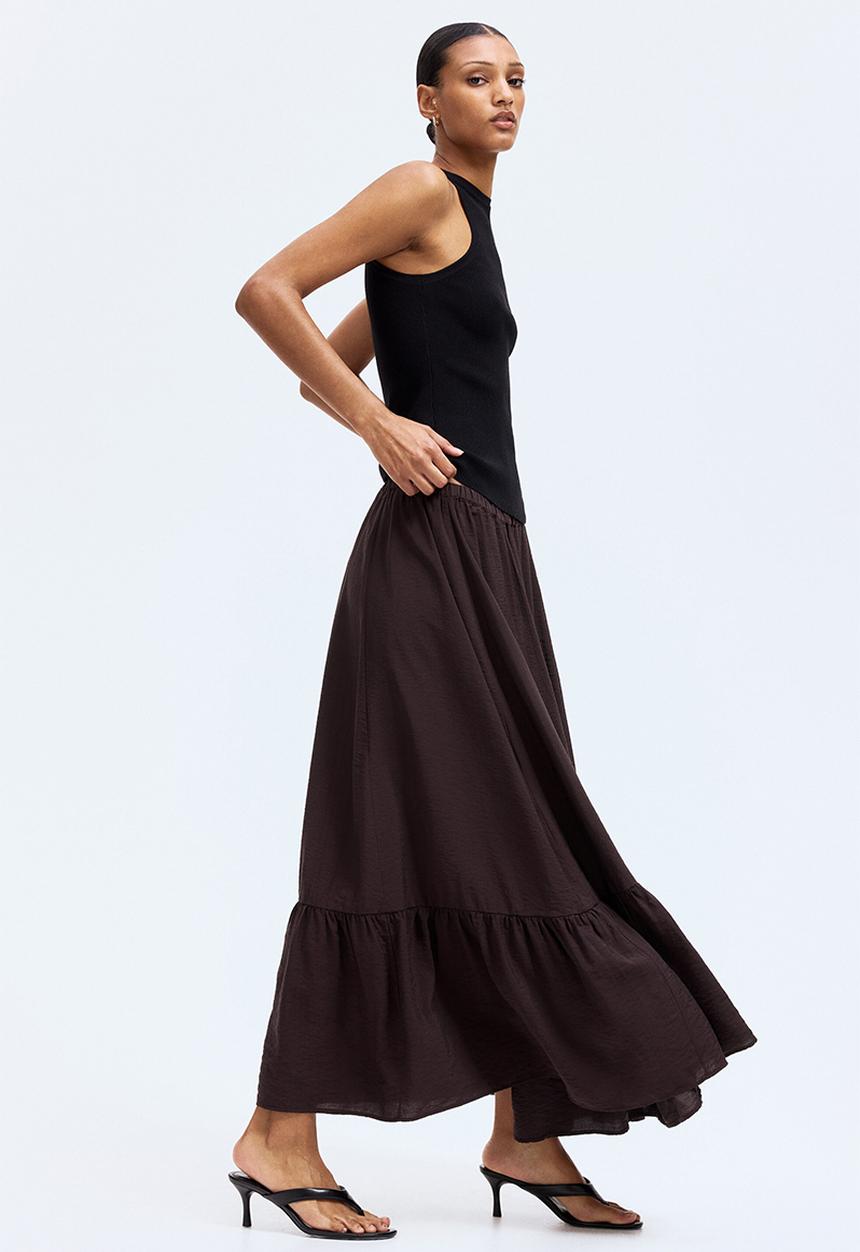 H&M - Flared skirt - dark brown
