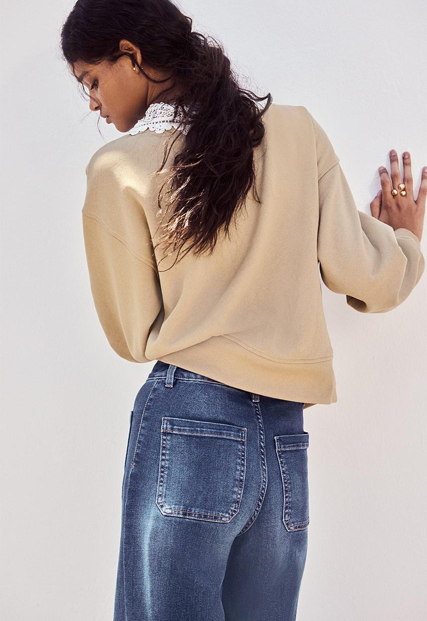 H&M - Wide high waist jeans - dark denim blue