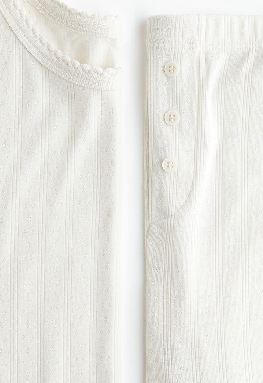 H&M - Pointelle jersey pyjamas - white