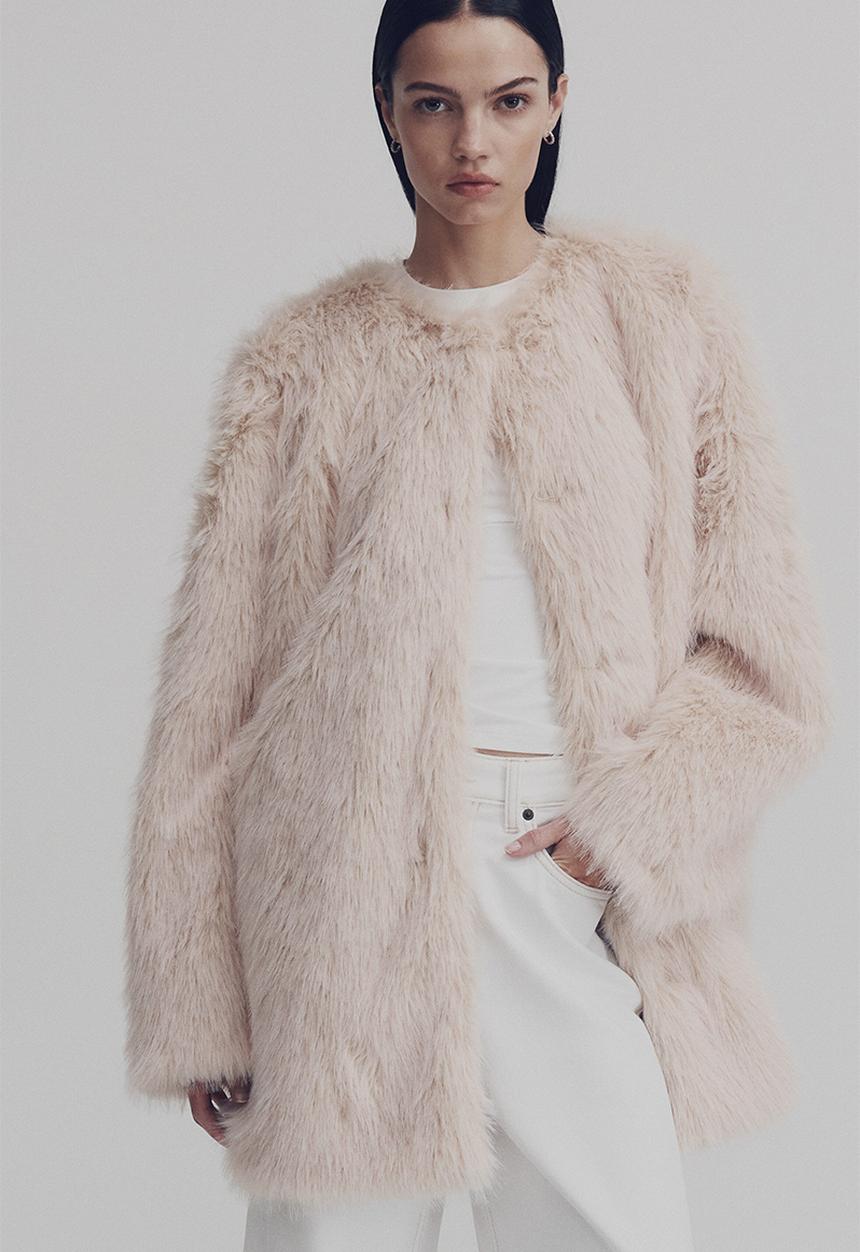 H&M - Fluffy coat - light beige
